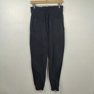 Noam Ridley Sweatpants Womens Medium Black Lace Inset 100% Cotton Knit‎ Lounge